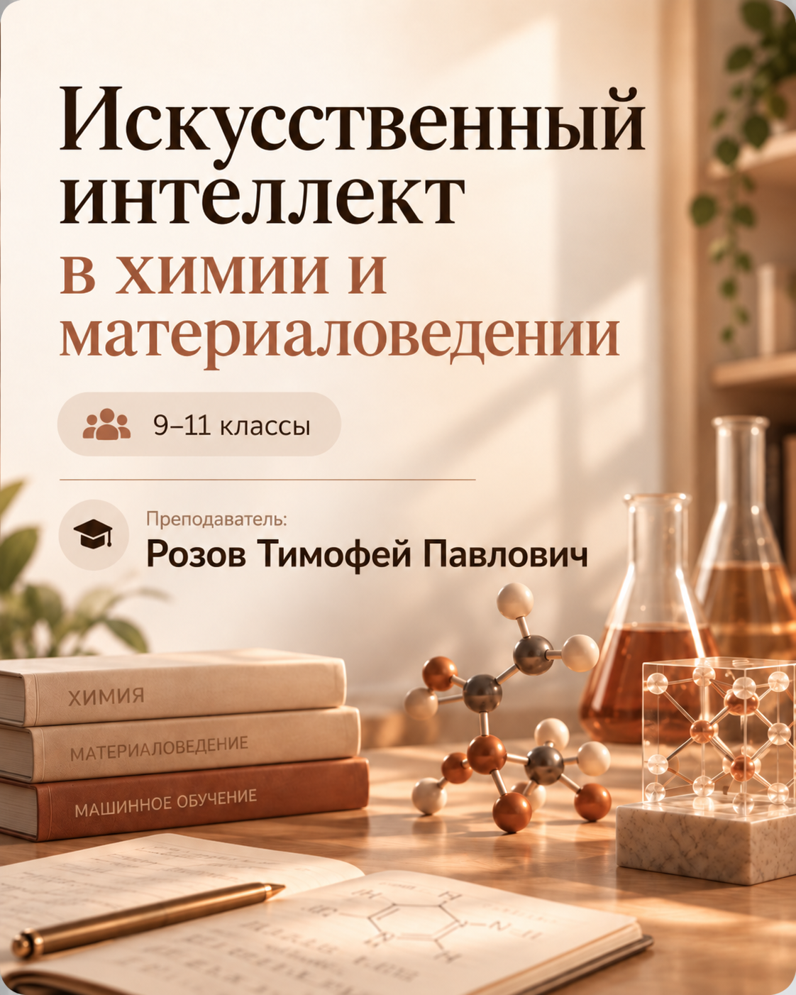 Обложка курса «Искусственный интеллект в химии и материаловедении»