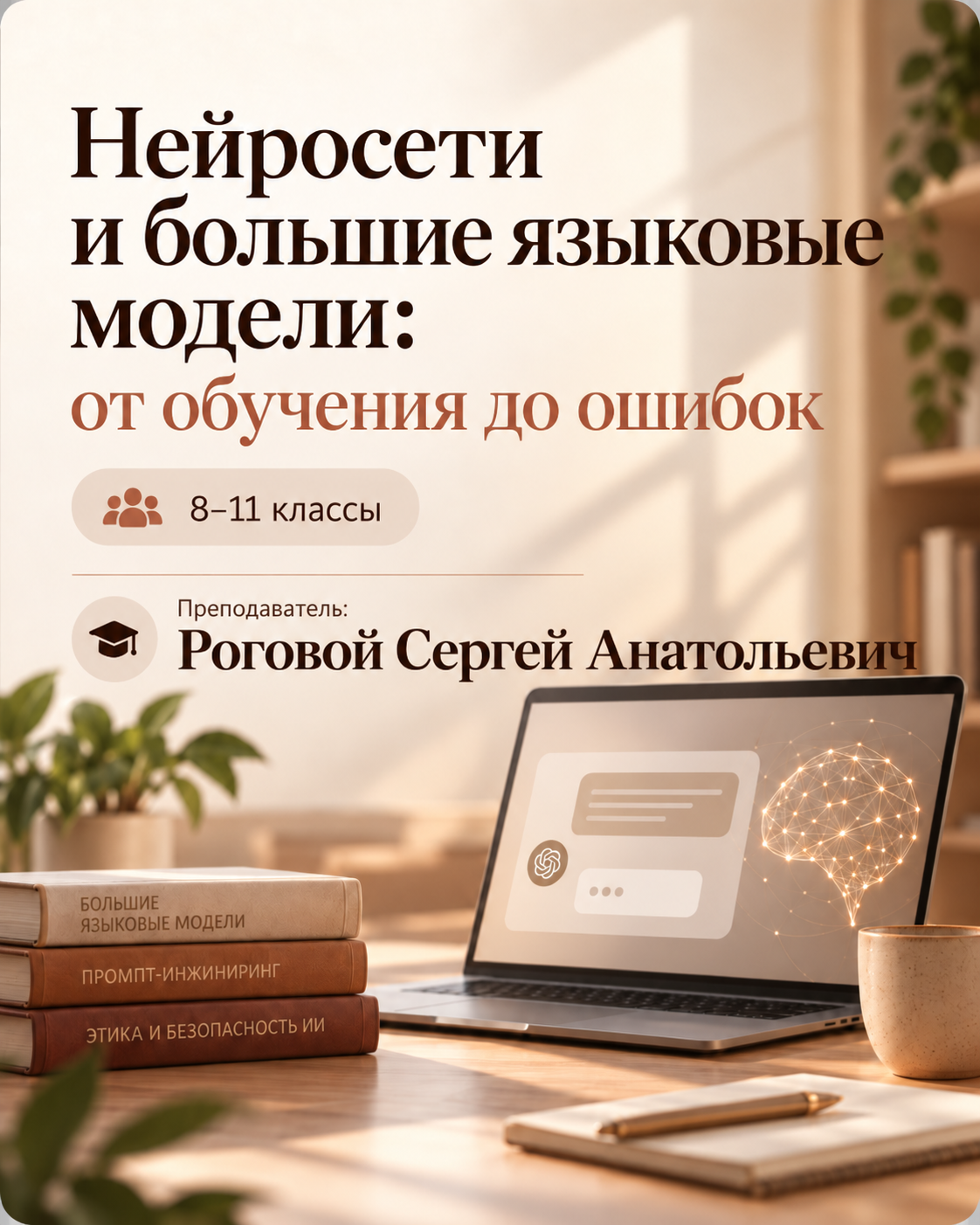 Обложка курса «Нейросети и большие языковые модели: от обучения до ошибок»